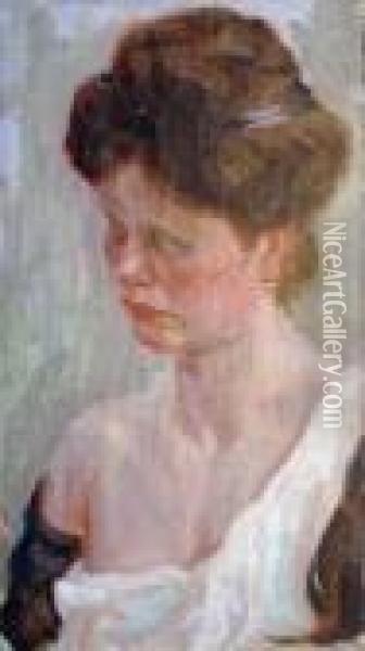 Portrait De Femme A La Boucle D'oreille Oil Painting - Raphael-Leon Leguilloux