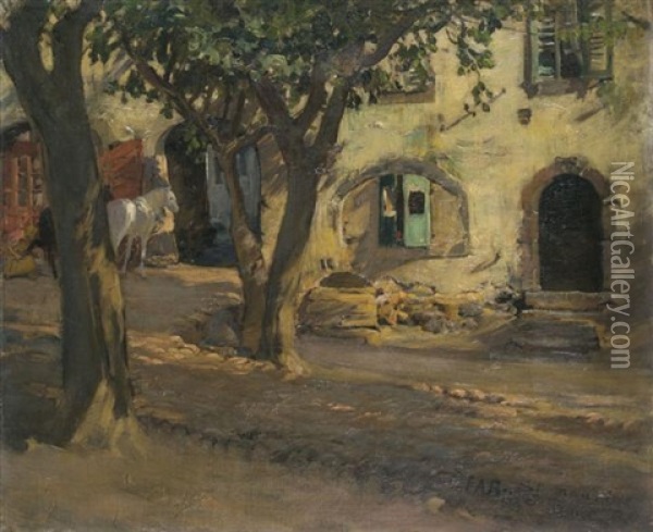 La Place Du Village A Saint Maurice Oil Painting - Frederick Arthur Bridgman