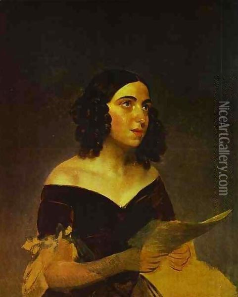 Portrait of Singer Petrova Oil Painting - Jules-Elie Delaunay