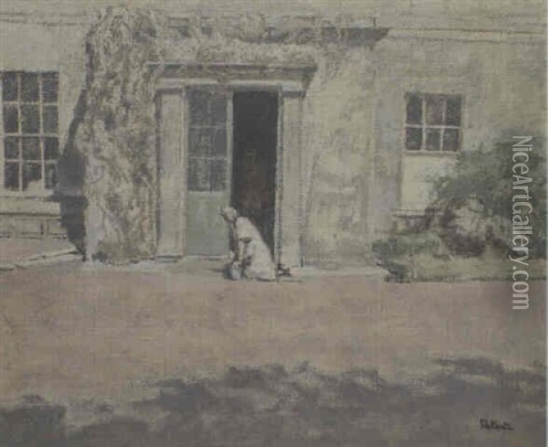 A Scrubbing On The Doorstep Oil Painting - Walter Sickert