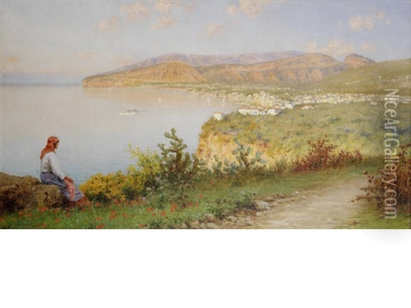 Across The Bay Oil Painting - Giuseppe Chiarolanza