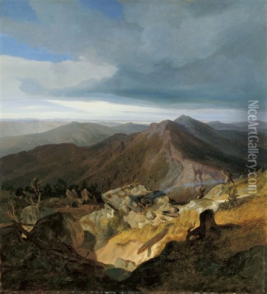 Ziegenhirten Im Hochgebirge Oil Painting - Heinrich Heinlein