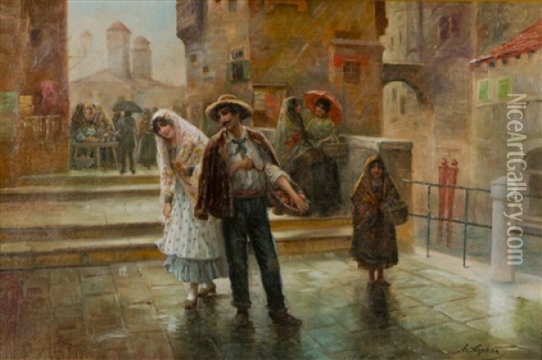 Scene From Venice Oil Painting - August Stephan