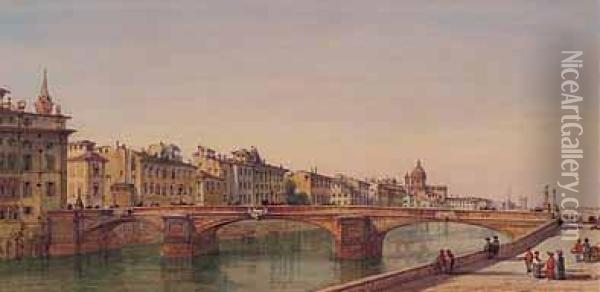 Veduta Di Ponte Vecchio Oil Painting - Gabriele Carelli