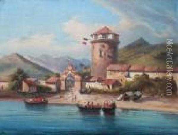 Sbarco Dei Garibaldini A Castel Volturno Oil Painting - Michele Cammarano