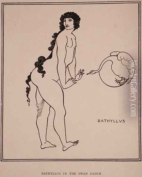Bathyllus in the Swan Dance, illustration from 'The Sixth Satire of Juvenal', 1896 Oil Painting - Aubrey Vincent Beardsley