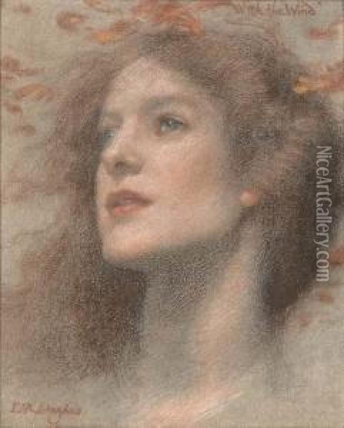 With The Wind Oil Painting - Edward Robert Hughes