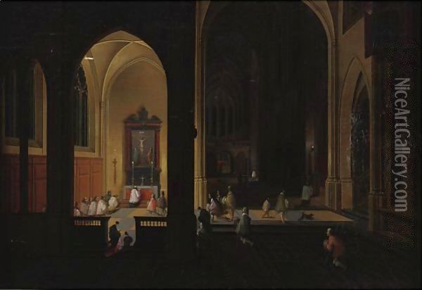 Interior Of A Church Oil Painting - Dirck Van Delen