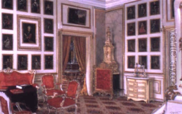 Interior Of A Drawing Room Oil Painting - Josef Theodor Hansen