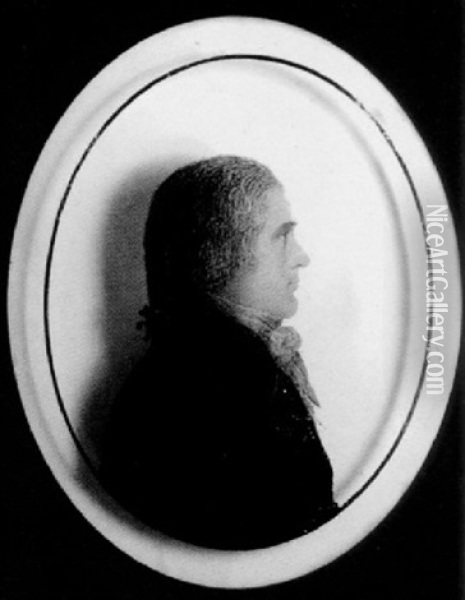 A Gentleman With Hair En Queue Wearing Coat And Tied Cravat Oil Painting - Arthur Lea
