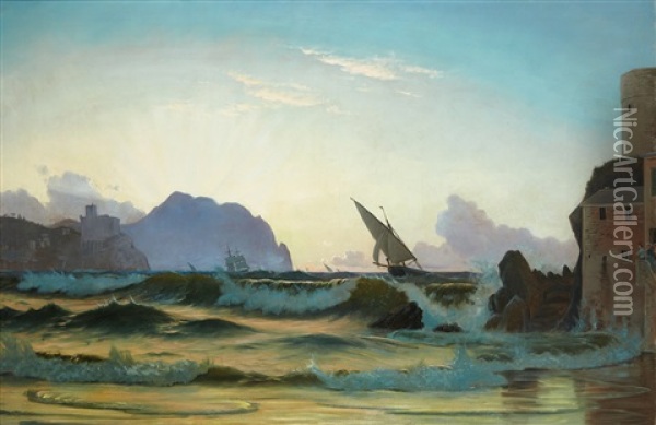 Coucher De Soleil En Mediterrannee Oil Painting - Christian Blache