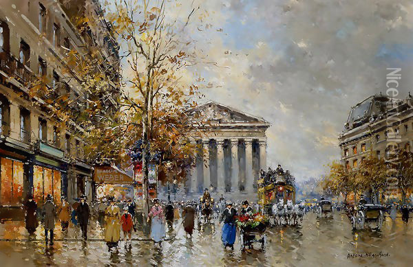 Rue Royale Madeleine1 Oil Painting - Agost Benkhard