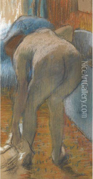 La Sortie Du Bain (femme S'essuyant) Oil Painting - Edgar Degas