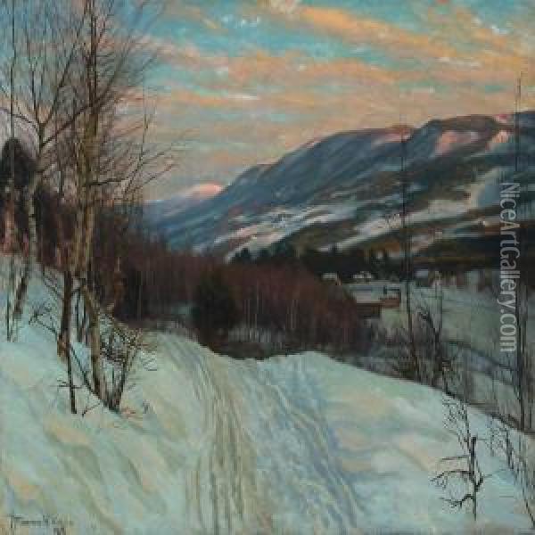Winterscape Oil Painting - Emil Winnerwald