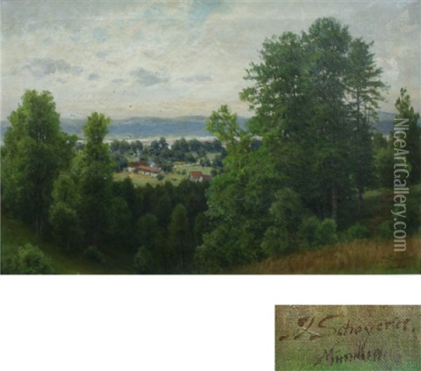 View Of The Village Oil Painting - Josef Schoyerer