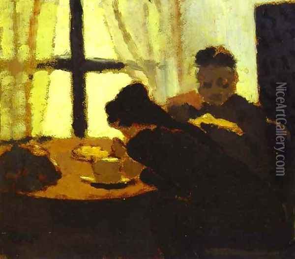 The Breakfast near the Window (Le Petit Dejeuner devant la fenetre) c. 1892 Oil Painting - Jean-Edouard Vuillard