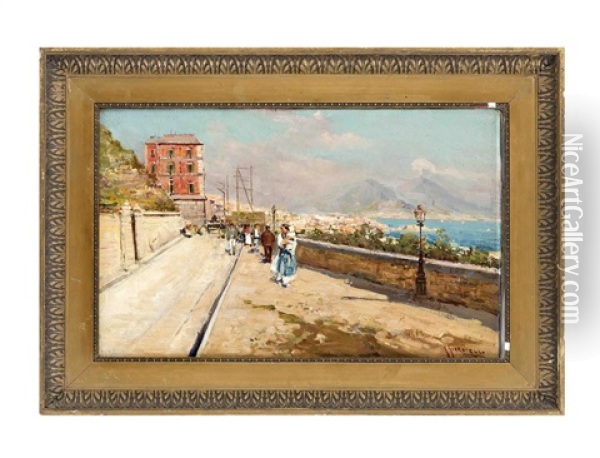 Posillipo Mit Blick Auf Den Golf Von Neapel Oil Painting - Giuseppe Giardiello