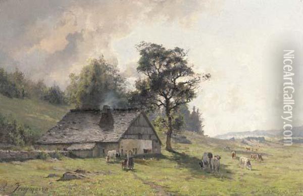 The Farmstead Oil Painting - Edouard Jeanmaire