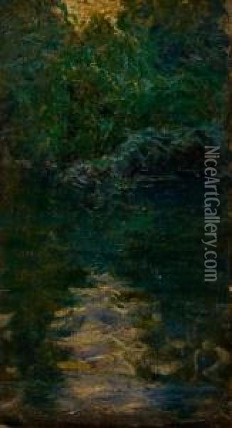 Paesaggio Lacustre Oil Painting - Angelo Dall'Oca Bianca