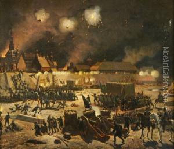 L' Assedio Di Copenaghen Del 1659 Oil Painting - Frederick Christian Lund