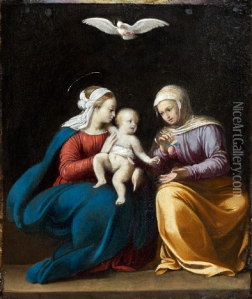 La Vierge A L'enfant Avec Sainte Anne Oil Painting - Guy (Guide) Francois