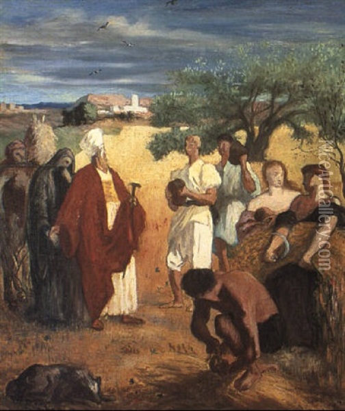 Summer, Ruth And Boaz In The Cornfields Oil Painting - Pierre Puvis de Chavannes