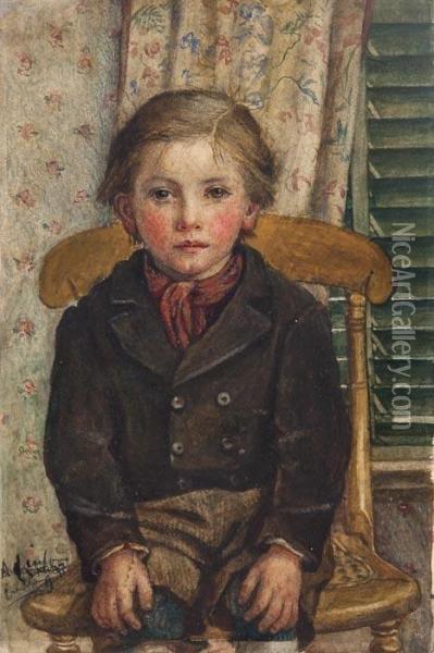 Young Boy Seated On A Chair Oil Painting - Blanche F MacArthur