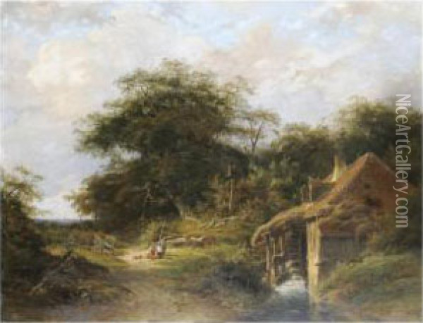 A Rest By The Watermill Oil Painting - Jan Gijsb. Van Ravenswaay