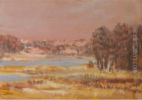 Looking Towards Galt From Wilkes Flat Oil Painting - Homer Ransford Watson