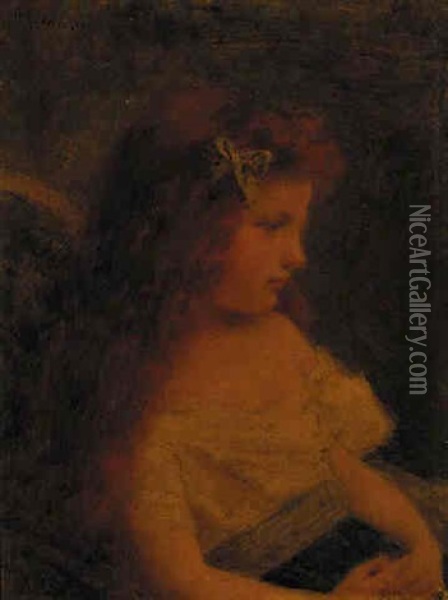 A Red Headed Girl Oil Painting - Jean Jacques Henner