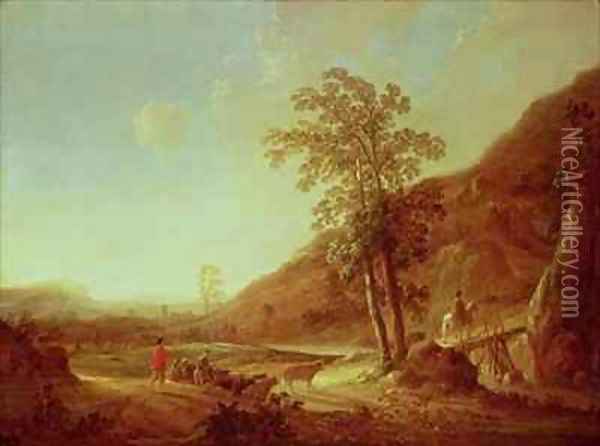 Hilly Italianate Landscape Oil Painting - Aelbert Cuyp