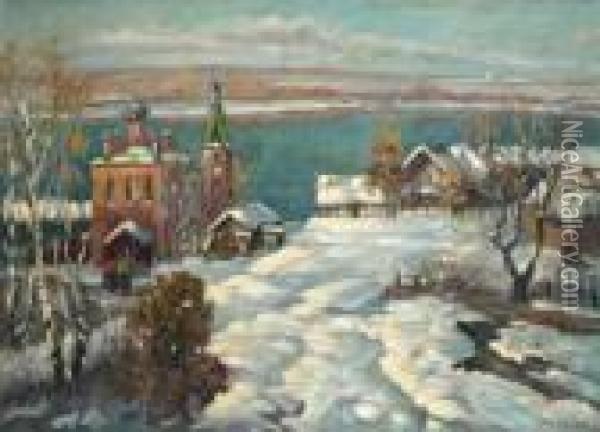Paysage Enneige Oil Painting - Georges Lapchine