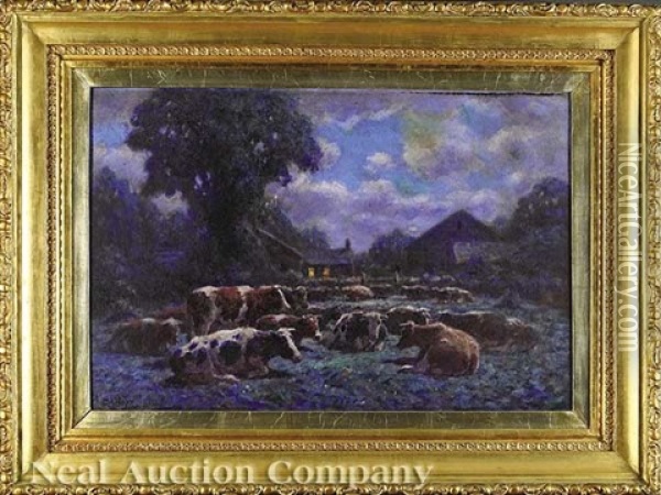The Herd At Twilight Oil Painting - George Arthur Hays