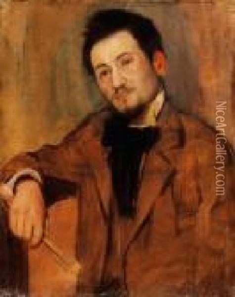 Portrait Of The Painter As A Young Man, About 1890 Oil Painting - Jozsef Rippl-Ronai