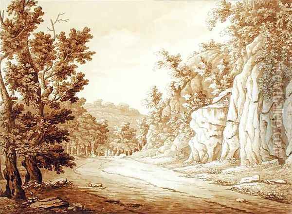 View at Valmontone from a volume of 66 views drawn from nature in the neighbourhood of Rome and Abruzzo Oil Painting - Sir Richard Colt Hoare