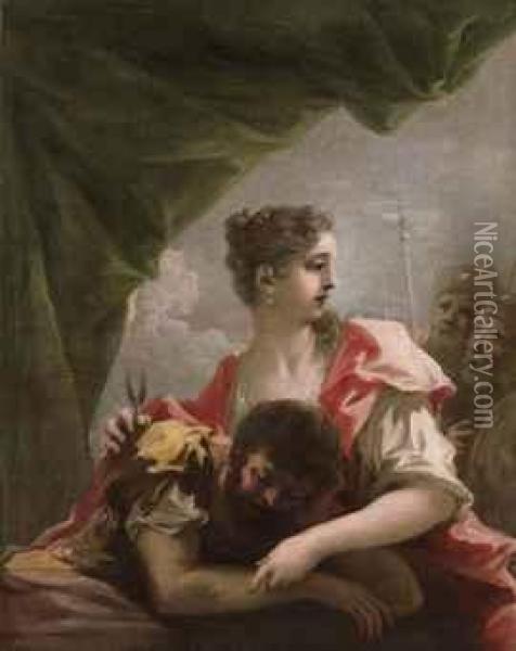 Samson And Delilah Oil Painting - Giovanni Antonio Pellegrini