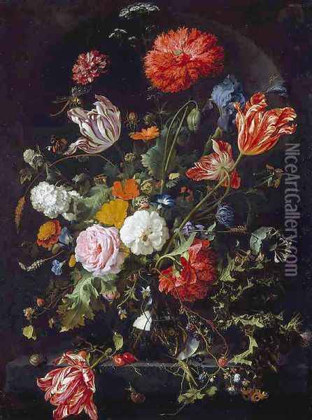 Flower Piece Oil Painting - Jan Davidsz. De Heem
