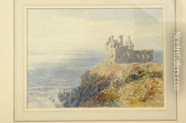 Dunskey Castle, Portpatrick, West Scotland Oil Painting - John Mogford