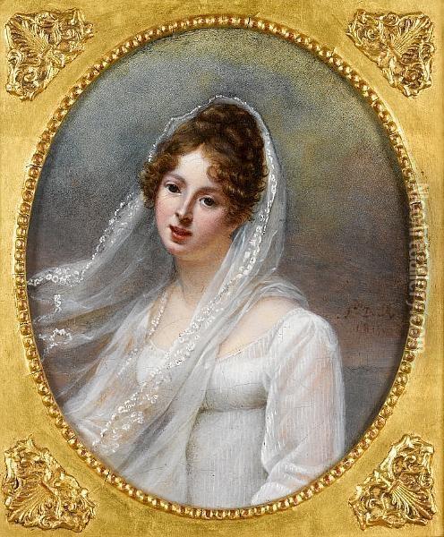 Portrait Of A Lady, Said To Be Madame De Montbrisson Oil Painting - Louis Leopold Boilly