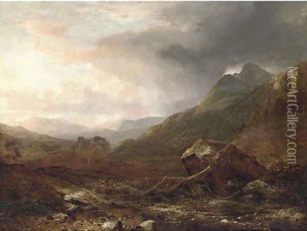 A storm gathering in the highlands Oil Painting - Horatio McCulloch