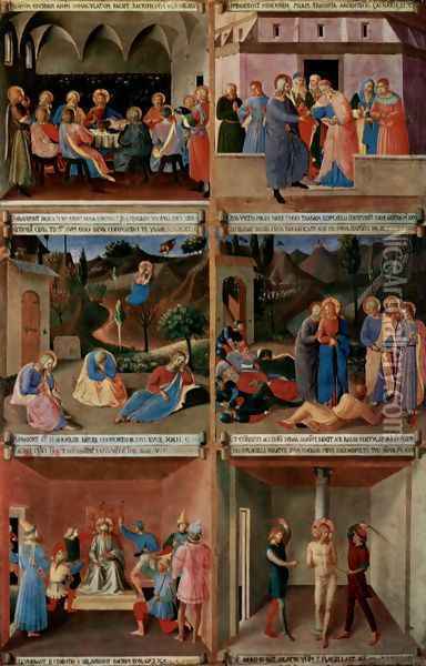 Paintings for the Armadio degli Argenti (detail lower center Oil Painting - Angelico Fra