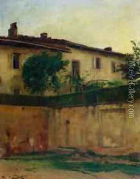 Cavoretto - Casa Parrocchiale Oil Painting - Celestino Turletti