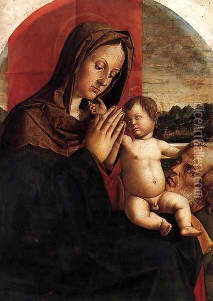 Madonna and Child with St Joseph Oil Painting - Bartolomeo Montagna