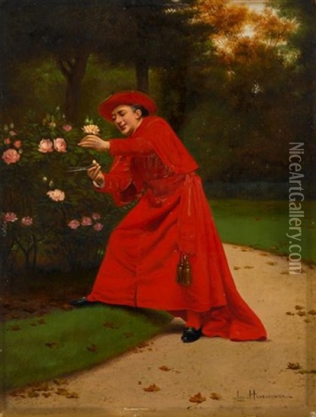 The Rose Bush Oil Painting - Leo Herrmann