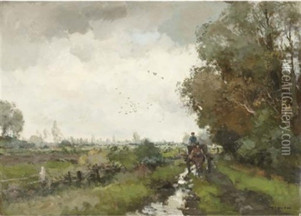 A Horse And Cart On A Country Road Oil Painting - Willem George Frederik Jansen