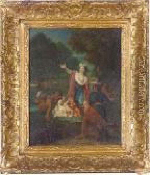Leto And The Peasants By The Lake Oil Painting - Francois de Troy