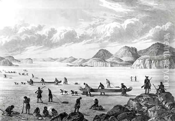 Expedition passing through Point Lata on the Ice Oil Painting - Sir George Back