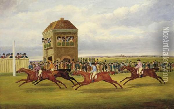 A 200 Guineas Sweepstake At Newmarket Oil Painting - John Nost Sartorius
