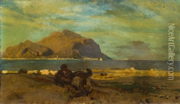 Zwei Fischer Am Strand Von Palermo Oil Painting - Carl Leopold Mueller