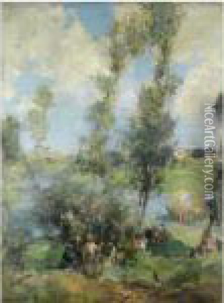 Haymaking, A Moments' Respite Oil Painting - Edward Arthur Walton